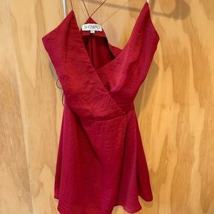 Wrap/Tie Red Dress with Spaghetti straps